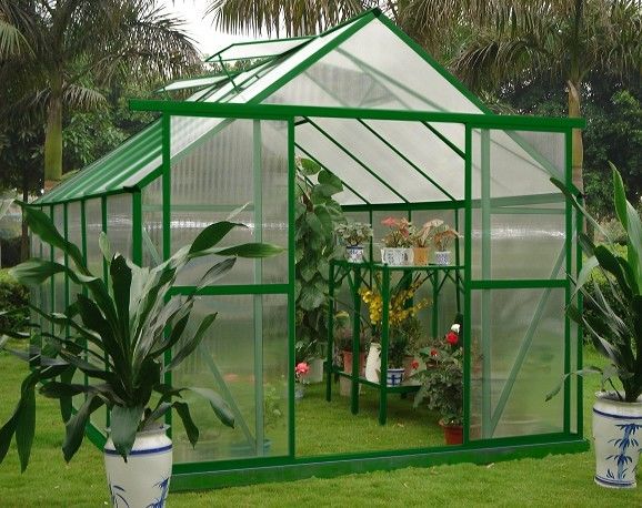 Double Doors 10mm UV Twin-wall Polycarbonate Hobby Home Greenhouses Kits 8' X 12'