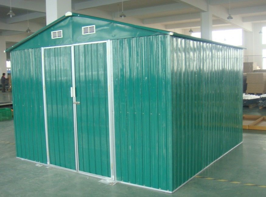 Green / White / Cream Movable 10x10 DIY Metal Shed For Workshop , Powder Coated Frame