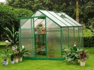 Single Door 10mm UV Twin-wall Small Polycarbonate Hobby Greenhouses 6' X 8'