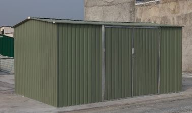 Custom Outdoor Apex Metal Garden Shed / Carport , Nature Galvanised Steel Tool Storage 10x12 ft