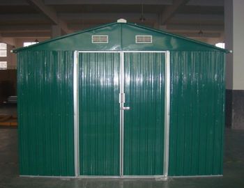 Green / White / Cream Movable 10x10 DIY Metal Shed For Workshop , Powder Coated Frame