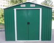 Outdoor Green Arrow Apex Metal Yard Sheds For Tool / Car Storage With Double Sliding Door