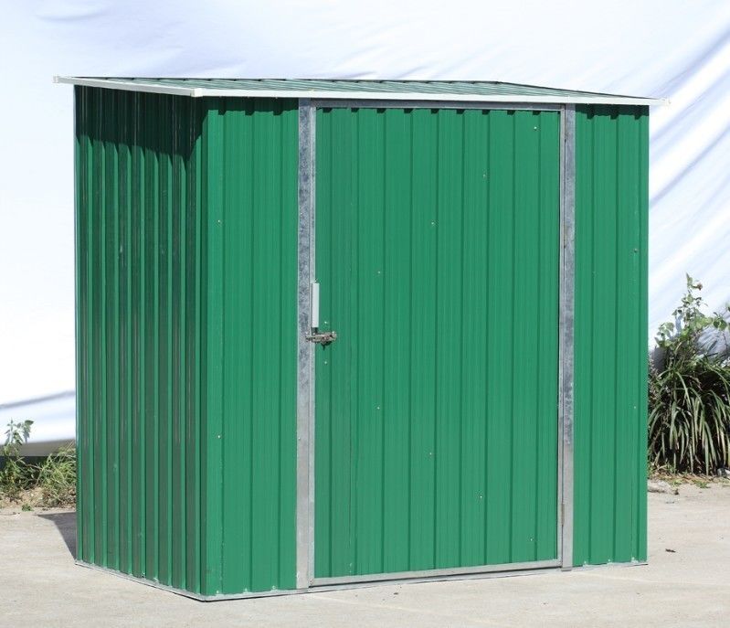 Single Swing Door 6x4 ft With Easy Assemble DIY Metal Shed ， Metal Garden Shed Small Green